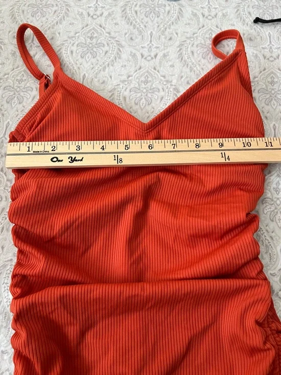 Lulus Sunny Side Rust Orange Ribbed One Piece Swimsuit Size XS - Picture 8 of 9
